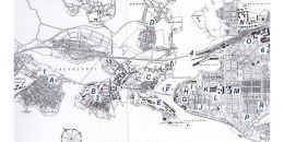 Выборг 1920 г. Фрагмент карты: внизу по центру план Нейтсютниеми (обозначены «В» – Госпитальная церковь, «3» – Лютеранское кладбище).